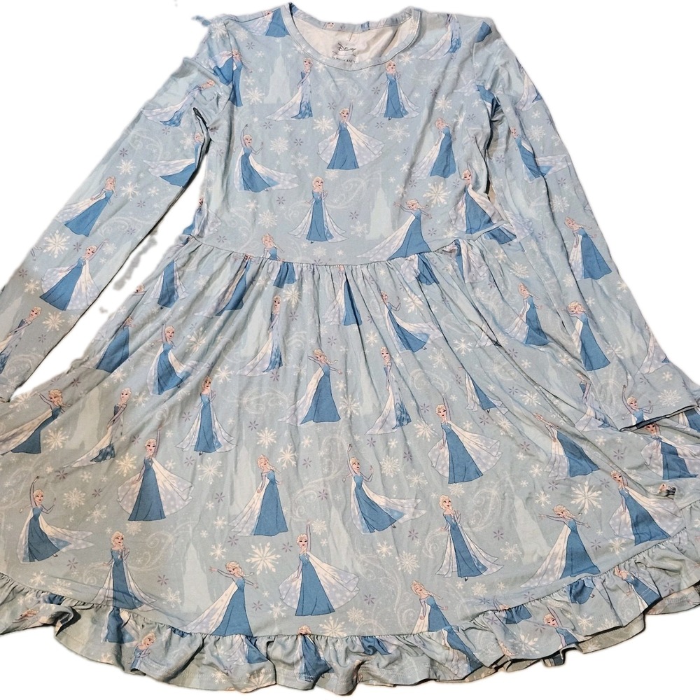 Posh Peanut Disney Frozen Elsa Bamboo Twirl Dress Girls Size 10/12 Ruffle